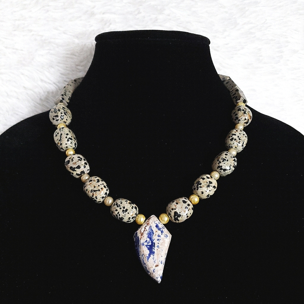 Vintage Chunky Blue Spot & Dalmatian Jasper Choker